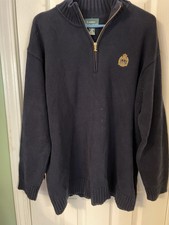 Ralph Lauren Men  s  Navy Cable Knit Sweater  With Crest, Green Label Sz XL