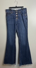 Ariat REAL Jeans Womens 29R Blue High Rise Flare Ophelia Button Fly Denim