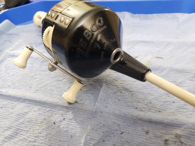 Zebco 77 Vintage Spincast Reel Rod Combo Black White 2-Piece Fishing Set