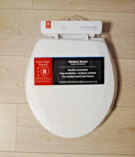 Mainstays Round Wood Beveled Edge Toilet Seat With Easy-off Hinges, White