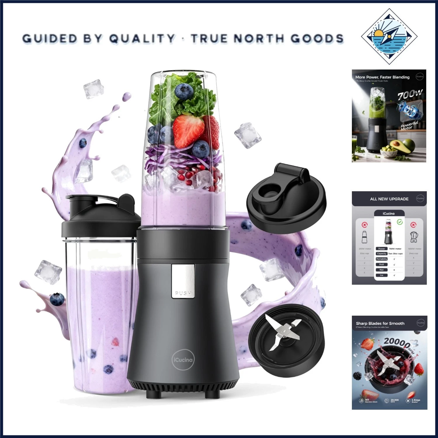 28oz Personal Blender with Detachable Attachment and Push Button Control
Opens in a new window or ta