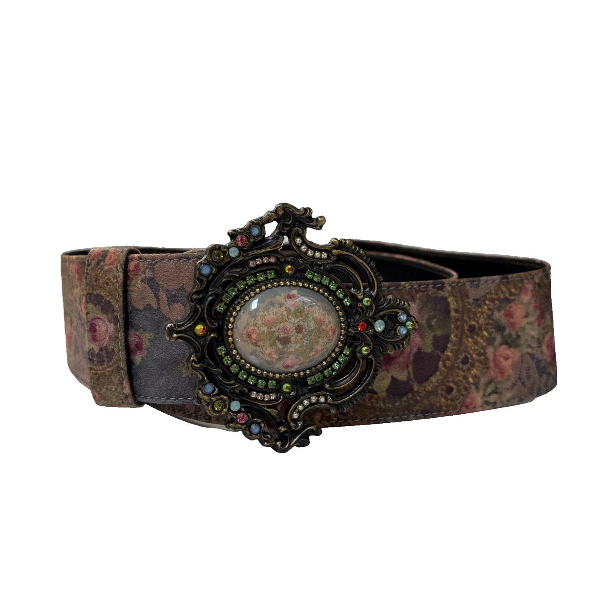 Michal Negrin Rhinestone Velvet Belt Beautiful Belt With Buckle Studded With Colored Crystals By  main image 4