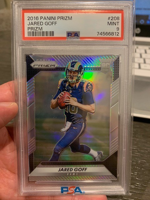 2016 JARED GOFF PANINI PRIZM SILVER #208 RC PSA 9 MINT LIONS RAMS CAL