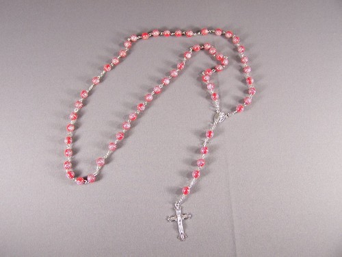 Collar colgante cuentas de rosario plata roja cruz rosario 30" largo cuentas - Imagen 3 de 8