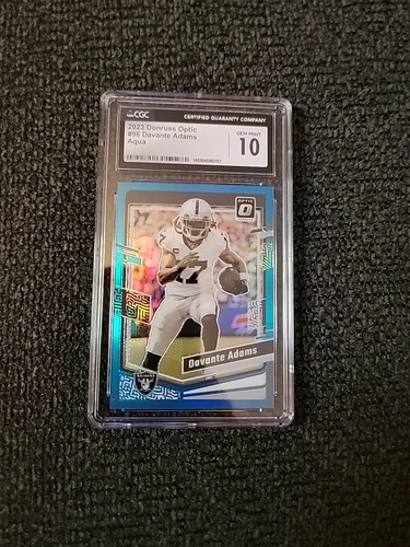 2023 Donruss Optic Football Davante Adams #96 Aqua Parallel 244/299 CGC 10 GS729