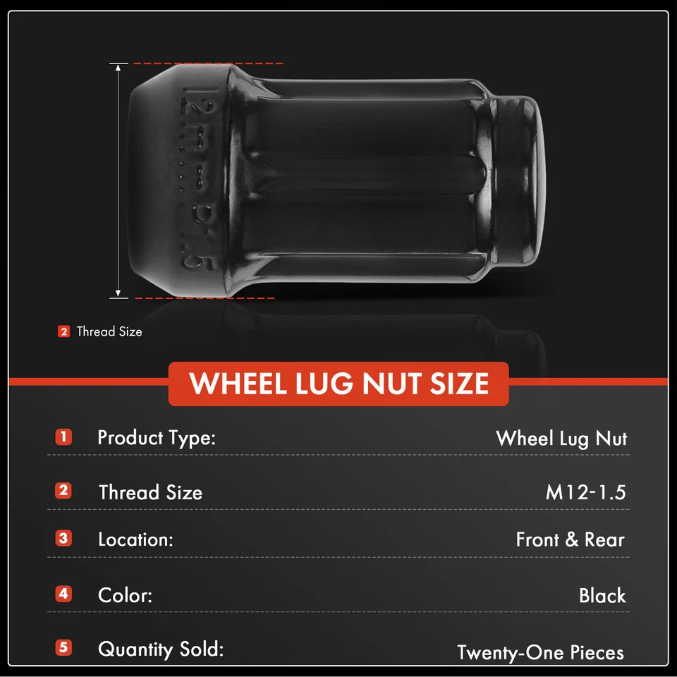 21 peças M12-1.5 porca de roda dianteira e traseira para Honda CR-V 1997-2024 Civic Accord - Imagem 2 de 4