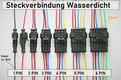 Stecker Steckverbindung Wasserdicht KFZ Boot Auto Stecker Kabel 1/2/3/4/5/6 PIN