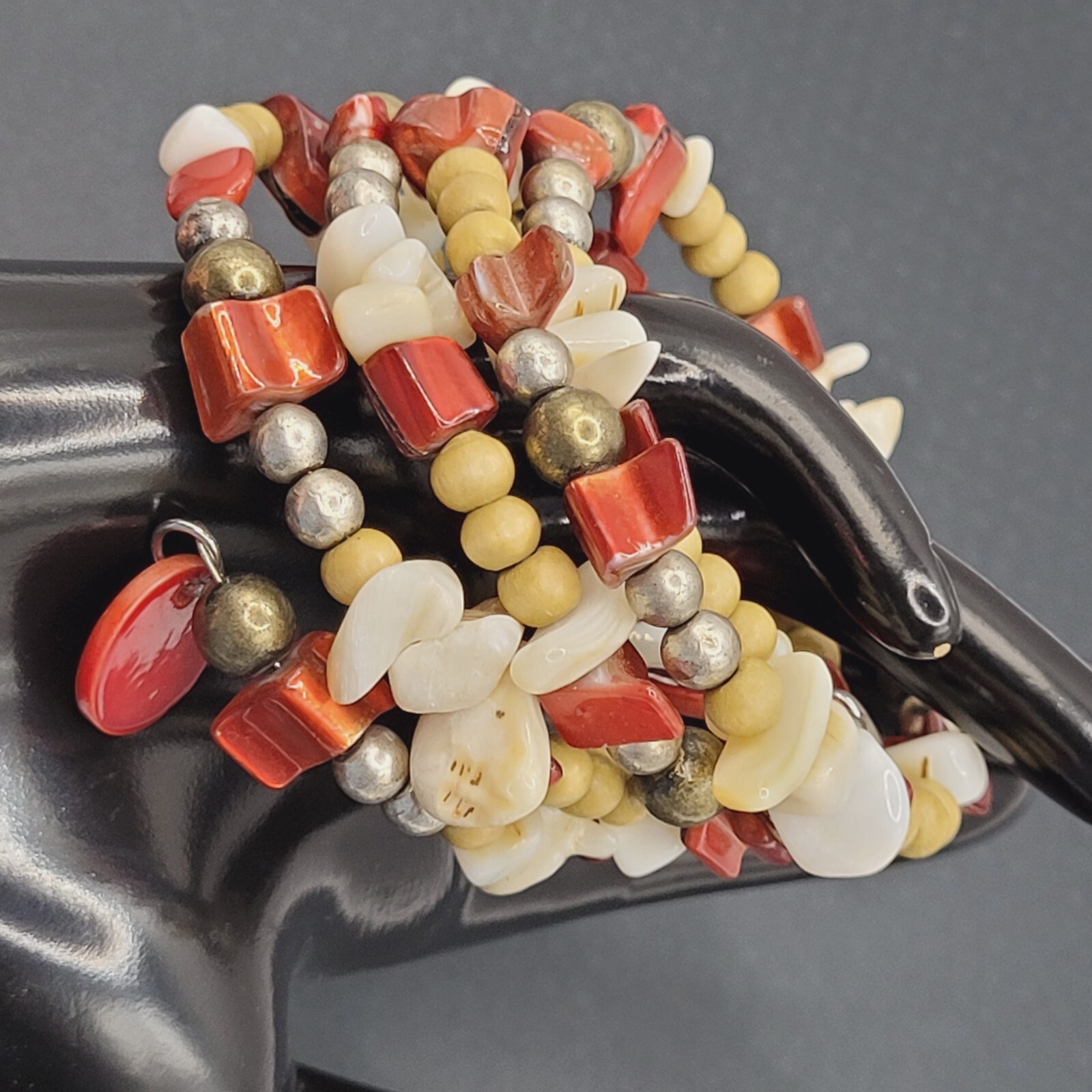 Chunky Wrap Memory Wire Glass Shell Colorful Boho… - image 23