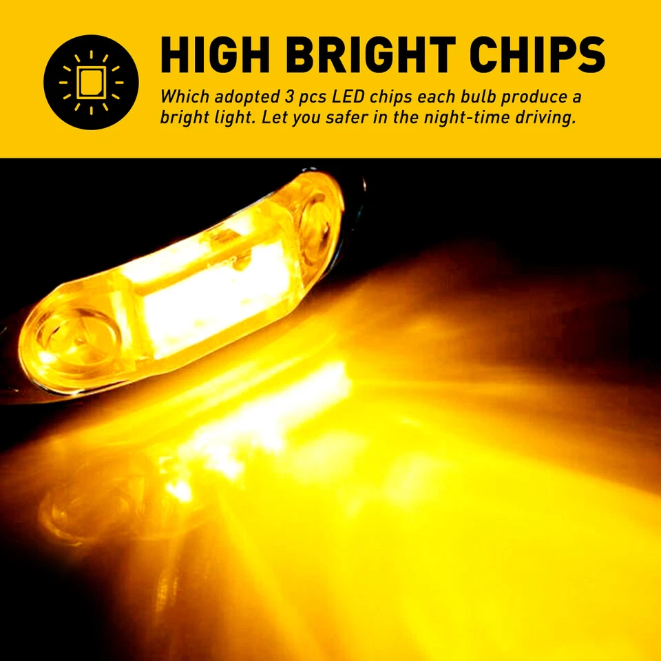 10x luces de señalización laterales 3 LED ámbar rojo para autos RV camioneta remolque camioneta pickup más brillantes Foto 2 de 4