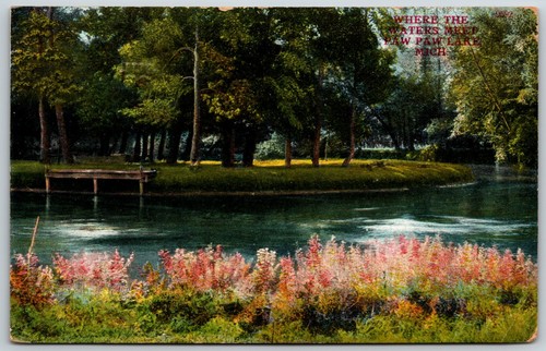 Where the Waters Meet Paw Lake, Michigan - pocztówka - Zdjęcie 1 z 2