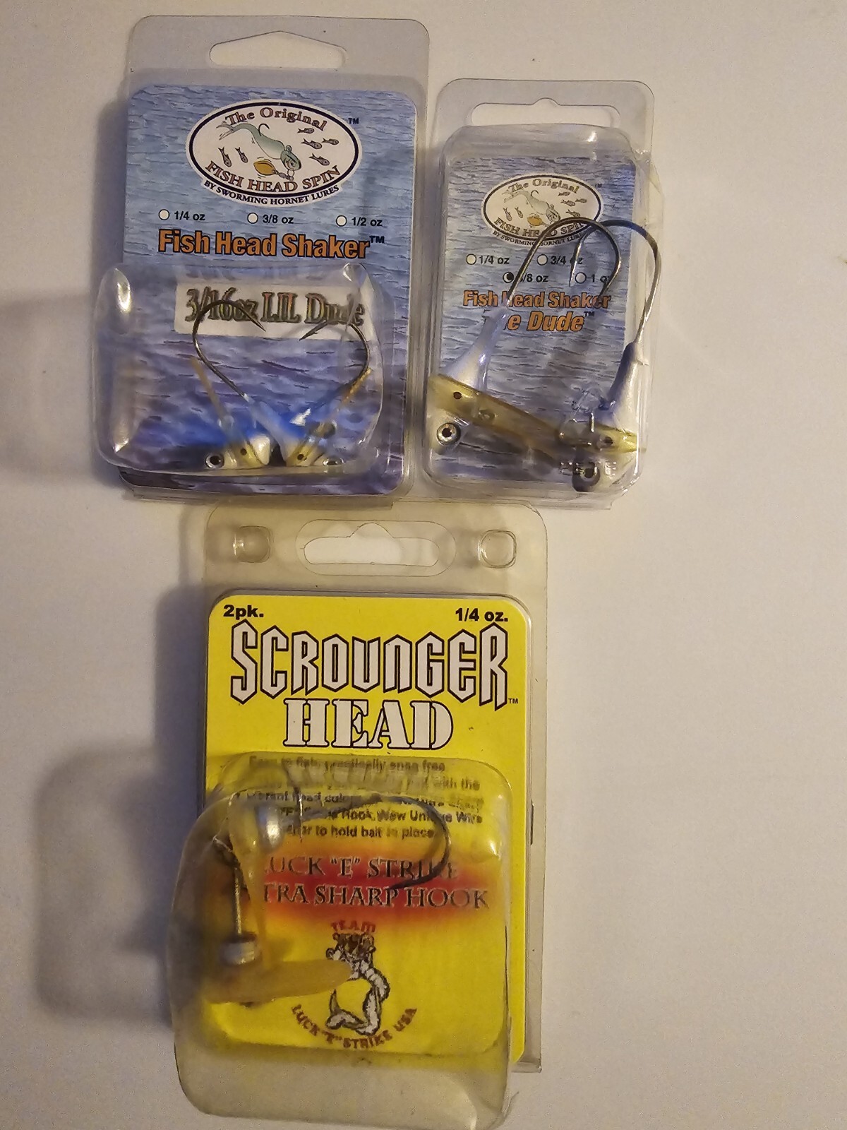 Set Of 3 Scrounger Head &Fish Head Shaker 1/4 Oz & 1/2 Oz Jigs eBay