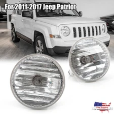 Left & Right Clear Lens Fog Light Lamp w/Bulbs For 2011-2016 2017 Jeep Patriot
