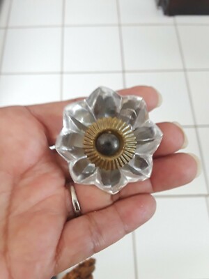 Antique Style Glass Drawer Pull Handles Clear Faceted Octagonal Cabinet  Knobs | eBay