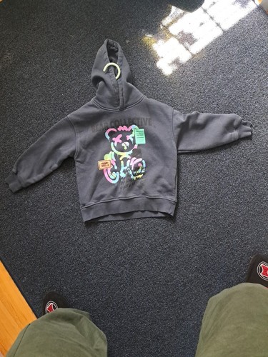 Zara Graffiti Bear Kids Hoodie, Size Age 6-7, Blue - Picture 3 of 4