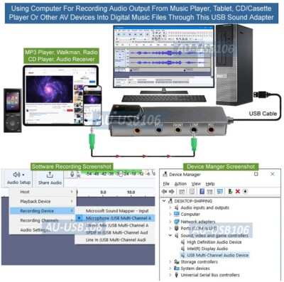 Enceinte Avec Clé Usb Carte Son USB Externe 7.1 - Plug & Play - Pour PC Windows - Connecteur Casque/micro 3.5mm Adaptateur Audio Pc
