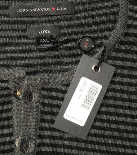 $228 John Varvatos LUXE Long Sleeve Henley in Charcoal Heather Size XXL Wool/Acr - Picture 9 of 11