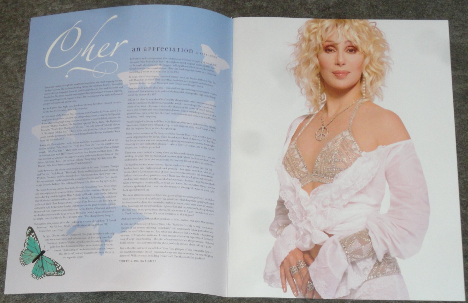 Beautiful CHER Concert Program SIGNED Living Proof Farewell Tour 2003