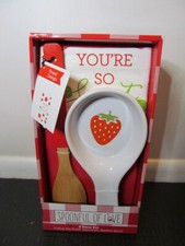 Spoonful of Love "You re So Sweet" 3-Piece Set: Towel, Spoonrest, Bamboo Spoon