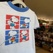 1980s Vintage SNOOPY Rob Roy Kids T-shirt Retro Peanuts Ringer Tee