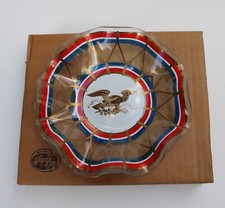 Houze Art Glass Small Scalloped Dish Liberty Eagle Patriotic Made in USA EUC