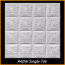DIY Ceiling Tiles, Glue Up, Foam, 20x20, R40 White Pack of 96 (253 s/f)