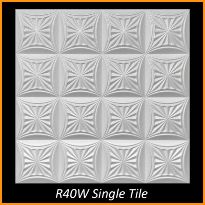 DIY Ceiling Tiles, Glue Up, Foam, 20x20, R40 White Pack of 96 (253 s/f)