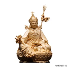 Wood Carved Padmasambhava Statue Guru Rinpoche Tibetan Buddhism Sculpture
