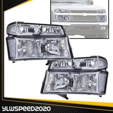 2x Chrome Headlights Clear Corner New Fit For 2004-12 Chevy Colorado Gmc Canyon