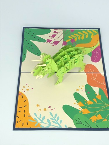 Triceratop Dinosaurier 3D Pop Up Karte Gruß Tier Geburtstag Jahrestag Liebe - Bild 2 von 3