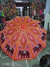 Indian Peacock Garden Parasols Embroidered Outdoor Sun Shade Patio Umbrella 72"