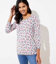 LOFT Floral Tipped Sweater Whisper White New Small