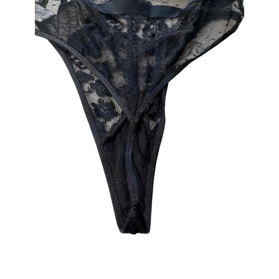 Tanga de peluche IN BLOOM BY JONQUIL cuello profundo encaje en negro - NUEVO CON ETIQUETAS - talla pequeña Foto 4 de 4
