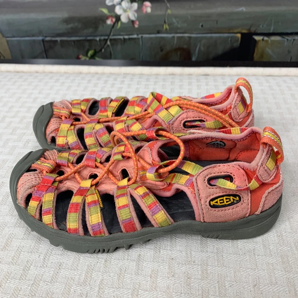 Keen Girls Whisper Raya Size 1Y Orange Drawstring Fisherman Hiking Sandals - Image 2 of 4