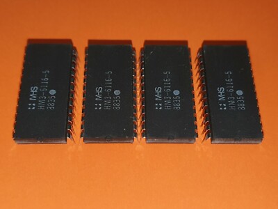 4x HM3-6116-5 Static CMOS RAM 2K x 8 DIP-24 MHS Semiconductor