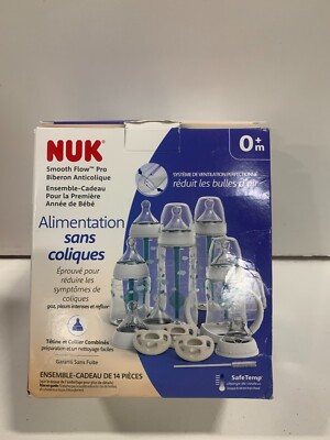 14 PC NUK Smooth Flow  Pro Anti-Colic Bottle, Pacifier & Cup Newborn Gift Set