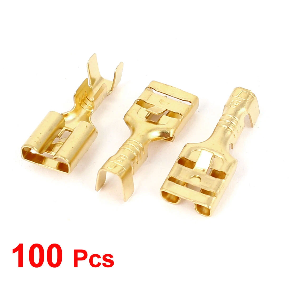 Car Uninsulated 7.5mm Spade Crimp Electrical Terminals Connectors Socket 100pcs