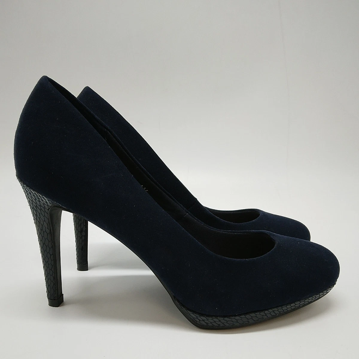 Marks Spencer Navy Court Shoes Heels Wider Fit Faux Reptile