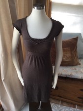 Knitted & Knotted Anthropologie Brown Empire Sweater Dress XS Excellent