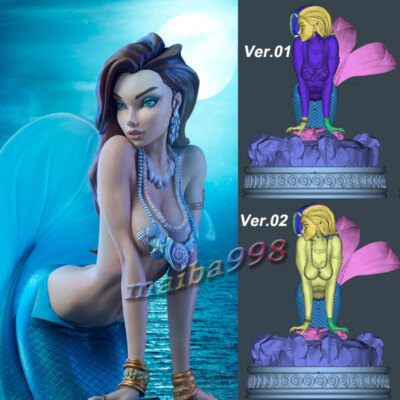 1/6 1/8 Mermaid Ariel 3D Printing Figure Model Kit Unpainted Unassembled GK