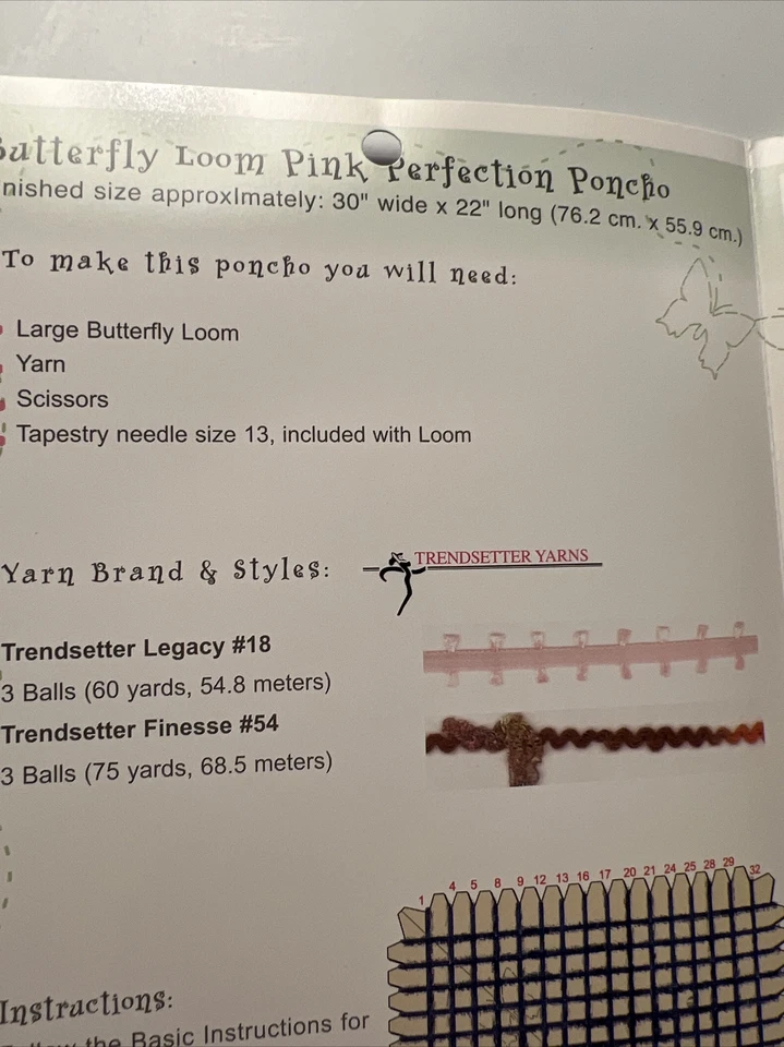 Lion Brand Yarns The Butterfly Loom Pattern Booklet Pink Perfection Poncho - Image 3 of 4