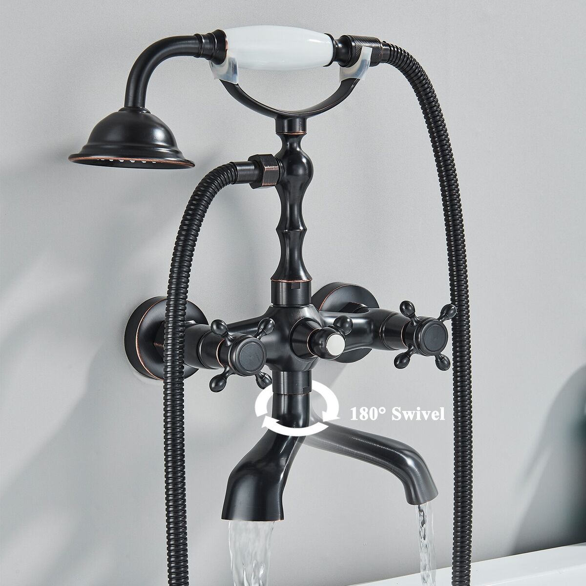 46 in. H x 11 in. W Single Handle Claw Foot Tub Faucet with Hand Shower in Brushed Nickel 46 in. H x 11 in. W Single Handle Claw Foot Tub Faucet with Hand Shower in Brushed Nickel
