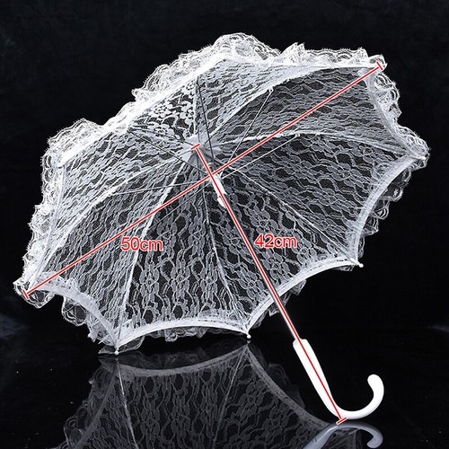 Lace Embroidered Sun Parasol Umbrella Bridal Wedding Dancing Party Photo Show US - Picture 3 of 3