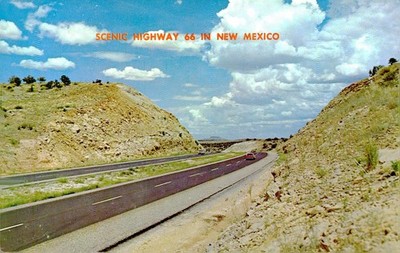 Scenic Highway 66 and Interstate 40, c1950, Tucumcari, New Mexico, Anchor Color