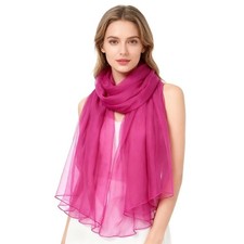 Solid Color Silk Feeling Scarf Fashion Scarves Wrap Long Lightweight Shawls f...