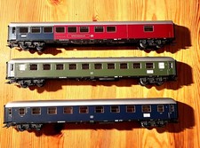 3 Märklin HO Schnellzug-Wagon, Speiseraum, DB Wagon 1. Klasse, DB Wagon 2. Klass
