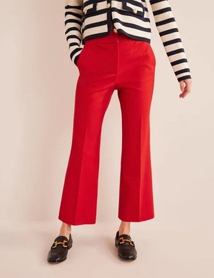Boden - Bi-Stretch Crop Flare Trousers - Damen Hose Taschen Rot  NEU UK 16 EU 44