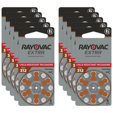 Rayovac Hearing Aid Battery, Size 312 60 60 Count Pack of 1 , Brown Tab