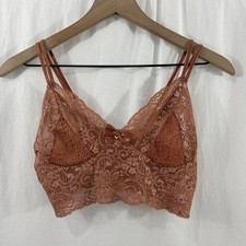 Victorias Secret Vintage Gold Crown Label Orange Lace Bralette Boho Coquette S