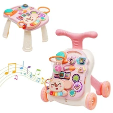3 in 1 Baby Walker and Activity Center for Girl, Sit to Stand Learning Walk, ...