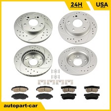 Drilled Slotted Brake Kit Ceramic Pads For Honda Civic 2006-2008 2009-2011 1.8l